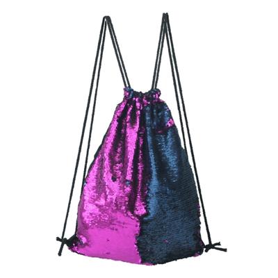Zeemeermin glinsterende Sequin koord sport rugzak Schoudertas (donker paars blauw)