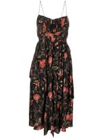 Ulla Johnson robe en soie Renata à imprimé Obsidian - Noir