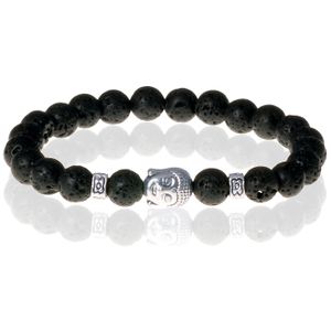 Kralen armband Lavasteen Buddha Silver