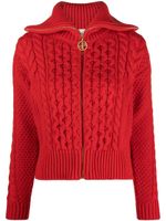 Patou cardigan en maille torsadée à fermeture zippée - Rouge