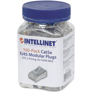 Intellinet Kabel Intellinet verpakking van 100 stuks Cat5e modulaire RJ45-stekkers STP 3-voudige klem voor massieve draad 100 stekkers in pot 790574