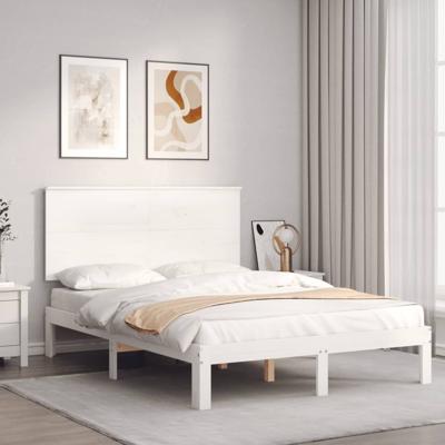Bedframe zonder matras massief grenenhout wit 140x190 cm