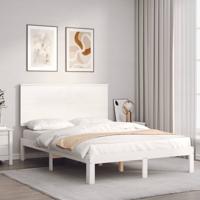 Bedframe zonder matras massief grenenhout wit 140x190 cm