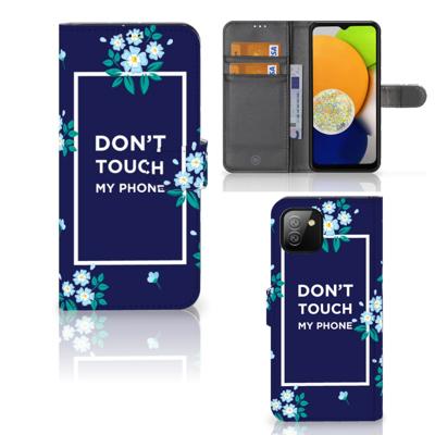 Samsung Galaxy A03 Portemonnee Hoesje Flowers Blue DTMP Samsung Galaxy A03 Portemonnee Hoesje Flowers Blue DTMP