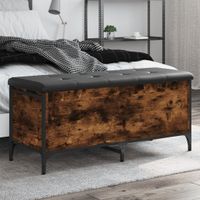 Opbergbankje 102x42x45 cm bewerkt hout gerookt eikenkleurig