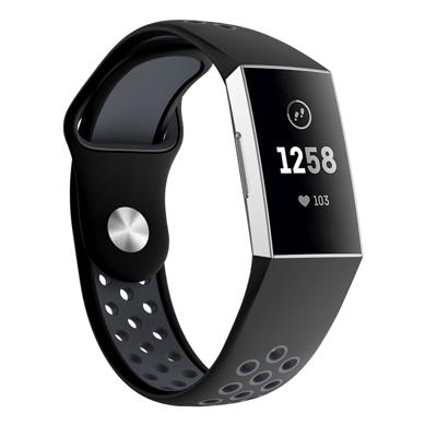 Ronde gat van twee kleuren siliconen pols Band Watch Band voor Fitbit Charge 3 pols riem Size:145-210mm(Grey)