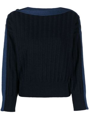 Pringle of Scotland pull en laine à design nervuré - Bleu