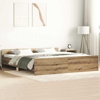 Bedframe zonder matras spaanplaat artisanaal eikenkleurig