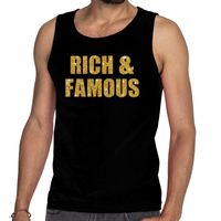 Gouden rich &amp; famous fun tanktop / mouwloos shirt zwart voor heren 2XL  - - thumbnail