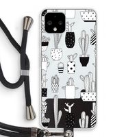 Cactusmotief: Pixel 4 Transparant Hoesje met koord