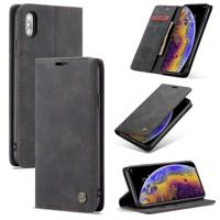 CaseMe-013 multifunctionele Retro Frosted horizontale Flip lederen hoes for iPhone XS Max, met kaartsleuf & houder & Wallet(Black)