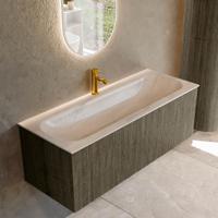Badmeubel Mondiaz Kurve-Dlux | 120 cm | Meubelkleur Shadow | Wastafelkleur Meli | Solid surface | Wasbak midden spoelbak | 1 kraangat
