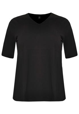 Yoek T-shirt v-hals relax fit | Zwart | Maat 58/60