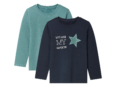 lupilu 2 Kinder thermoshirts (Donkerblauw/turqouise, 122/128)