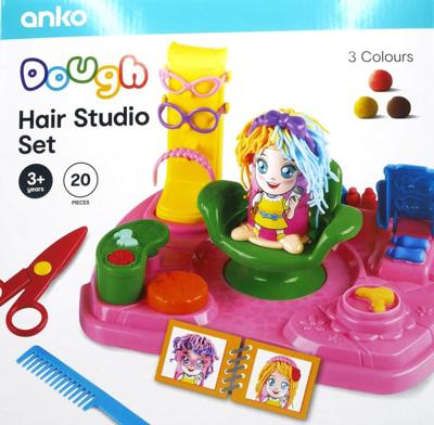 Playgo Dough haar studio met 3 potjes klei.