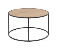 Bendt Ronde Salontafel 'Holger' 80cm, eikenlook / zwart metaal