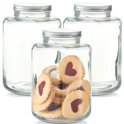 3x Grote glazen voorraadpotten/koekjespotten 7000 ml 20 x 30 cm