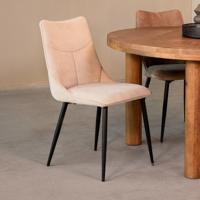 LABEL51 Eetkamerstoel Riv - Naturel - Stof - Black Frame