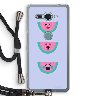 Smiley watermeloen: Sony Xperia XZ2 Compact Transparant Hoesje met koord
