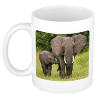 Dieren foto mok olifant - olifanten beker wit 300 ml