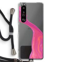 Paarse stroom: Sony Xperia 1 III Transparant Hoesje met koord