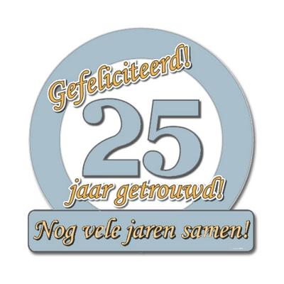Paperdreams Huldebord 25 jaar getrouwd - zilveren huwelijk - 50 x 50 cm - karton - versiering