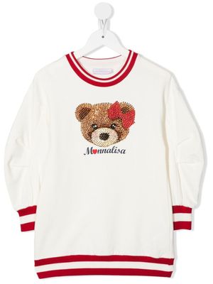 Monnalisa pull Teddy Bear à ornements strassés - Tons neutres