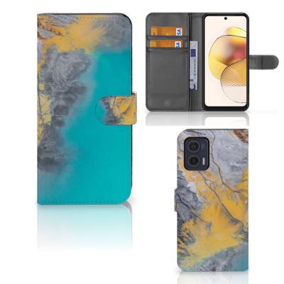 Motorola Moto G73 | Bookcase | Marble Blue Gold