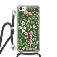 Botanical green sweet flower heaven: iPhone 8 Transparant Hoesje met koord