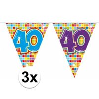 3 Mini vlaggenlijn / slinger verjaardag versiering 40 jaar - thumbnail