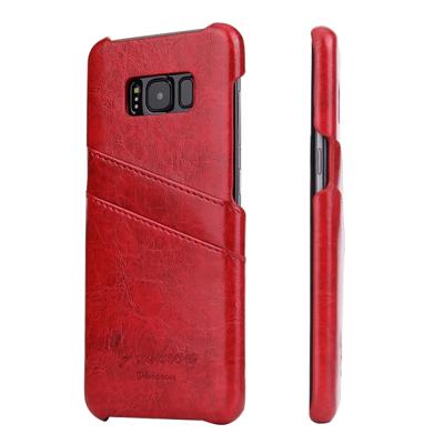 Fierre Shann retro olie Wax textuur PU lederen draagtas voor Galaxy S8 met kaartsleuven (rood)