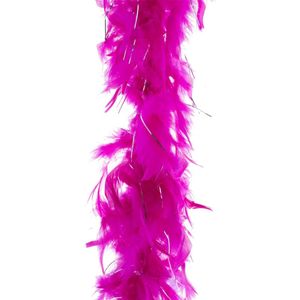Carnaval verkleed veren Boa kleur fuchsia roze met zilver 2 meter