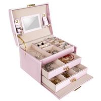 Beautylushh juwelen opbergdoos / sieradendoos roze 17.5 x 13.8 x 13.5 cm - thumbnail