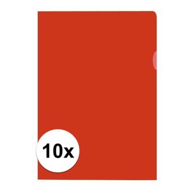 10x stuks documenten Insteekmapjes - rood - A4 formaat - 21 x 30 cm - Kantoorartikelen