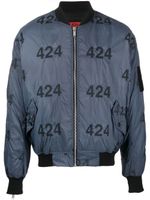 424 veste bomber matelassée à logo imprimé - Bleu