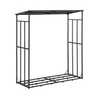 Brandhoutrek - met dak - 161 x 65 x 177 cm - staal - zwart