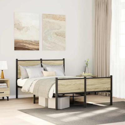 Bedframe zonder matras metaal sonoma eikenkleurig 120x190 cm