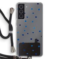 Blauwe stippen: Samsung Galaxy S21 FE Transparant Hoesje met koord