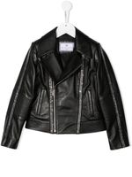 Philipp Plein Junior veste de moto zippée à logo - Noir