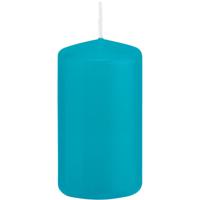 1x Turquoise blauwe cilinderkaarsen/stompkaarsen 5 x 10 cm 23 branduren
