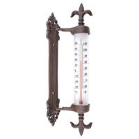 Esschert Design Wandthermometer - gietijzer - met Franse lelies - 27 cm - temperatuurmeter