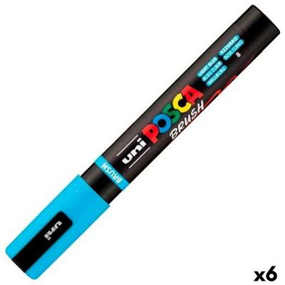 Markeerstift BRUSH POSCA PC-5BR Licht Blauw (6 Stuks)