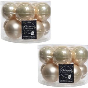 20x Licht parel/champagne glazen kerstballen 6 cm glans en mat