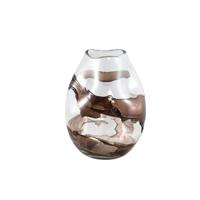 PTMD Lisee Brown solid glass vase line frost S - thumbnail