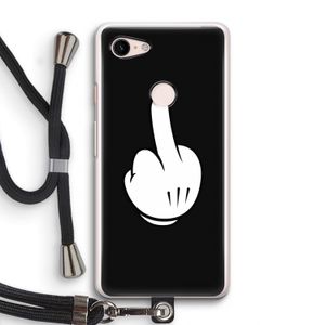 Middle finger black: Pixel 3 Transparant Hoesje met koord