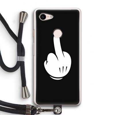 Middle finger black: Pixel 3 Transparant Hoesje met koord