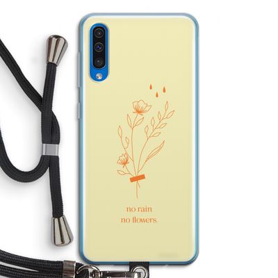No rain no flowers: Samsung Galaxy A50 Transparant Hoesje met koord