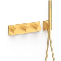 Douchekraan Tres B-System | Inbouw | Thermostaatkraan | Excl.Inbouwdeel | 3-weg | Rechthoek | 24k Goud mat