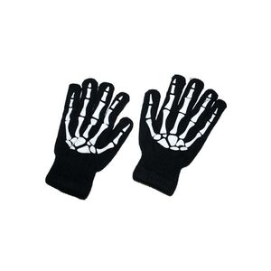 Halloween/Horror skeletten thema print verkleed handschoenen - zwart - volwassenen - one size