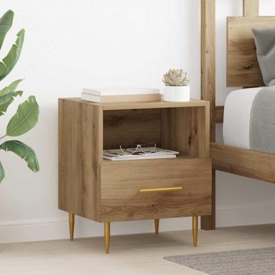 Nachtkastje met lade 2 pcs Bruin 40 x 35 x 47,5 cm Bewerkt hout